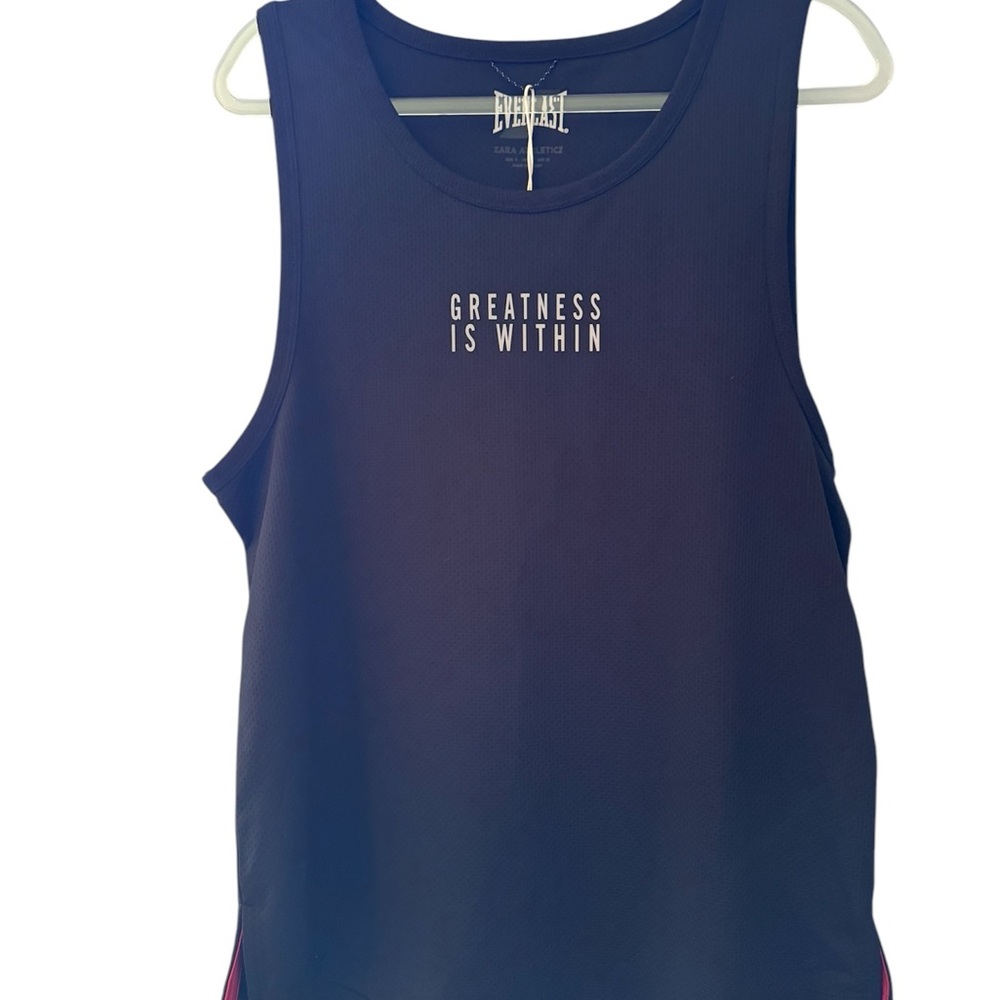 Everlast Zara Athleticz Tank Mens Small Black Logo Reflective Workout Boxing NWT